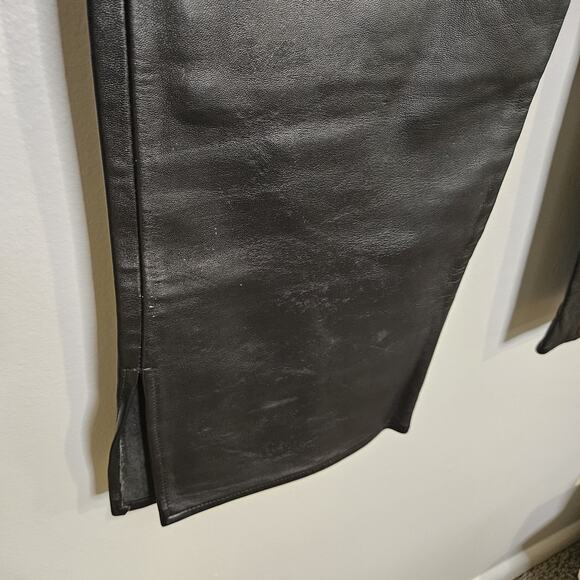 Vtg Y2k CACHE Womens 100% Leather Pants Size 8 Black Bootcut Retro Rock Boho - Picture 5 of 11
